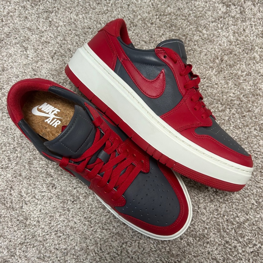 Nike Air Jordan Elevate Low Platform Bred Red Gray Women Size 10 DH7004-006